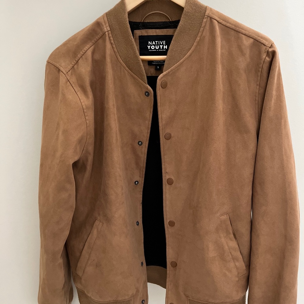 Brown faux suede jacket - mens